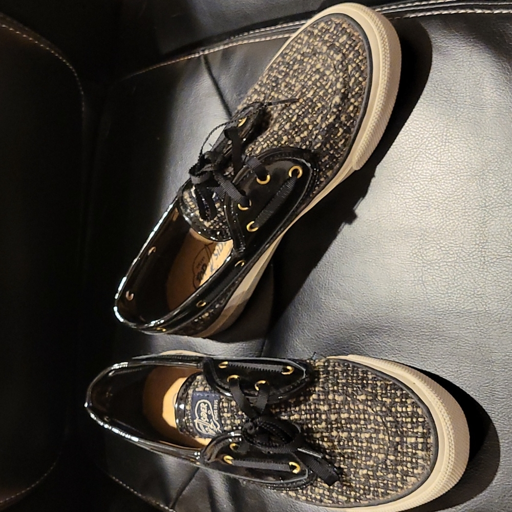 Sperry Black and Gray Plaid Shoes